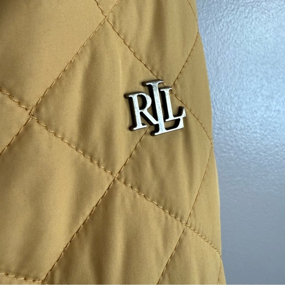 Lauren Ralph Lauren Mustard Quilted Jacket Faux Sherpa Collar Corduroy Trim Sz M - Picture 9 of 13
